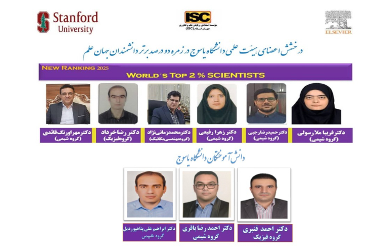 درخشش اعضای هیأت علمی و دانش‌آموختگان دانشگاه یاسوج در زمره دو درصد دانشمندان برتر جهان علم